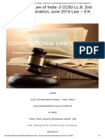Constitutional Law of India - 2 CCSU LL.B. 2nd Semester Examination, June 2016 Law - II K-2002