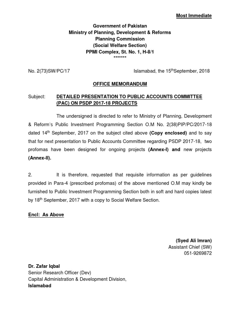 Memo | PDF | Government Of Pakistan | Pakistan