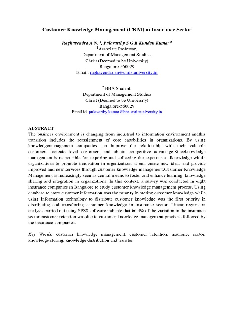 Customer Knowledge Management in Insurance | PDF | Knowledge Management ...