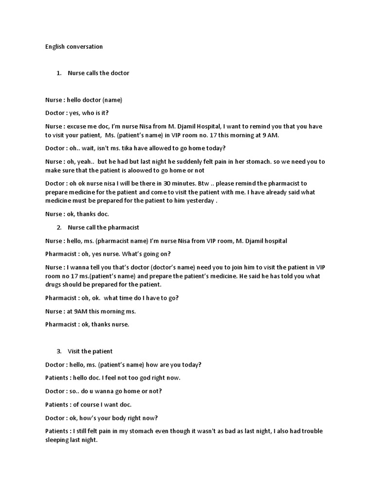 English Conversation Pdf Physician Nursing