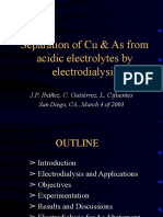 Separation of Cu & As From Acidic Electrolytes by Electrodialysis