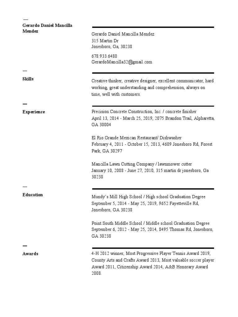 Gerardo Mancilla's Resume and Skills | PDF