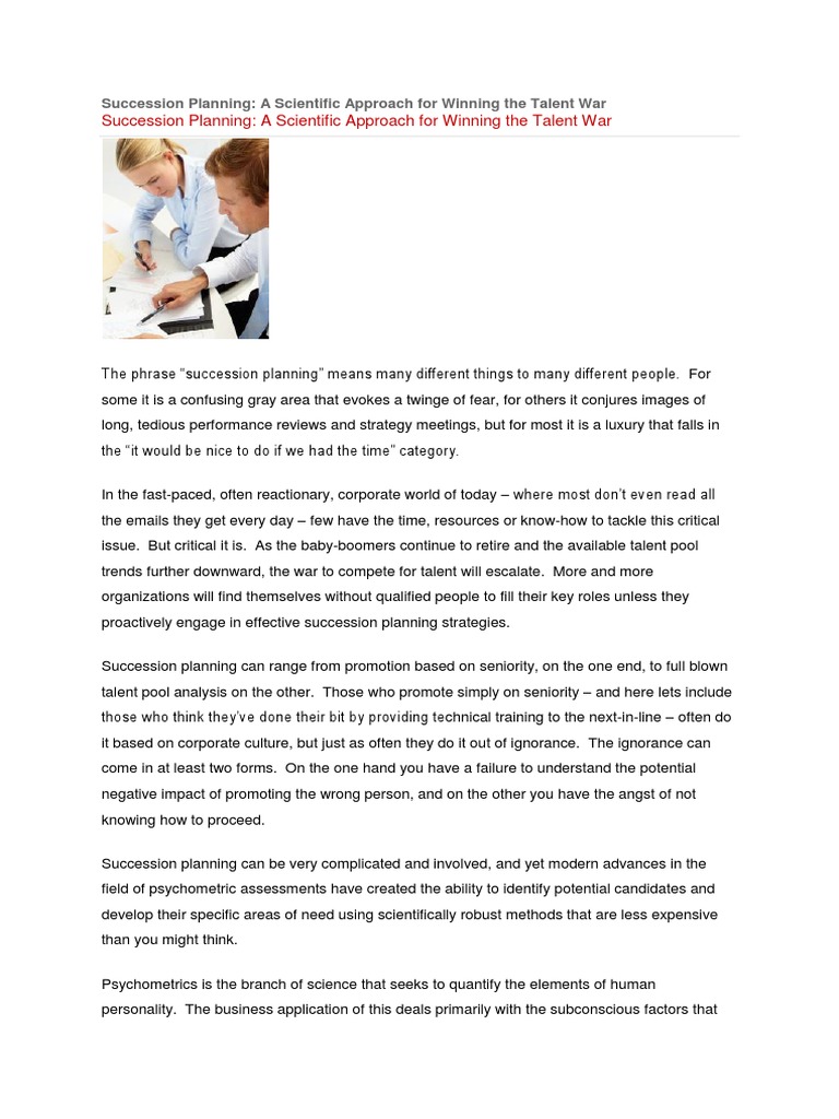 Succession PlanningJournal 3 PDF Psychometrics Succession Planning