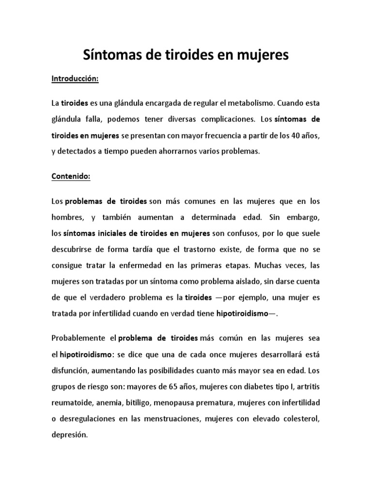 Diagnóstico de problemas tiroideos en mujeres