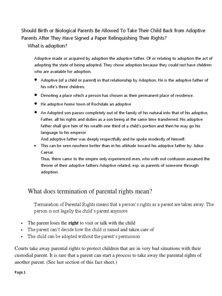 Parental Rights and Adoption Explained | PDF | Child Custody | Foster Care