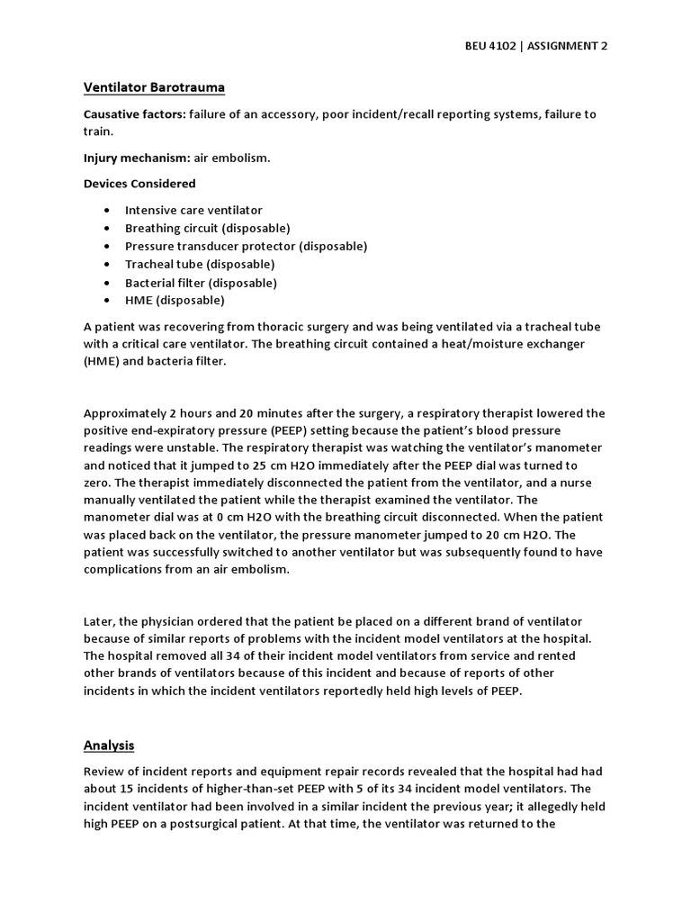Ventilator Barotrauma PDF Breathing Intensive Care Medicine