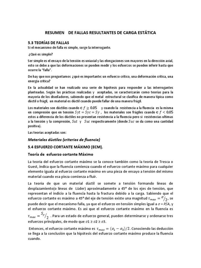 Fallas Resultantes De Carga Estática Pdf Mecánica De Fractura