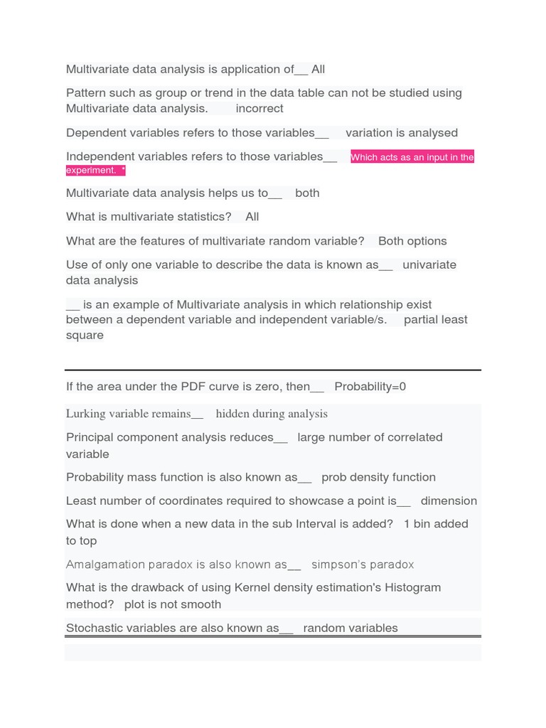 Multivariate Data Analysis Overview | PDF | Probability Density ...