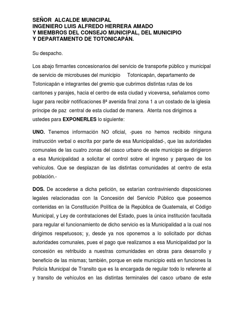 Señor Alcalde Municipal PDF Gobierno local Gobierno