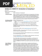 Syllabus For CSE021-01: Introduction To Computing II: Designation: Catalog Description