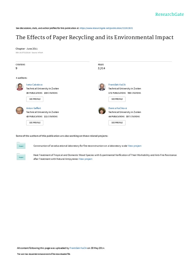 The Effects of Paper Recycling and Its Environmental Impact Iveta