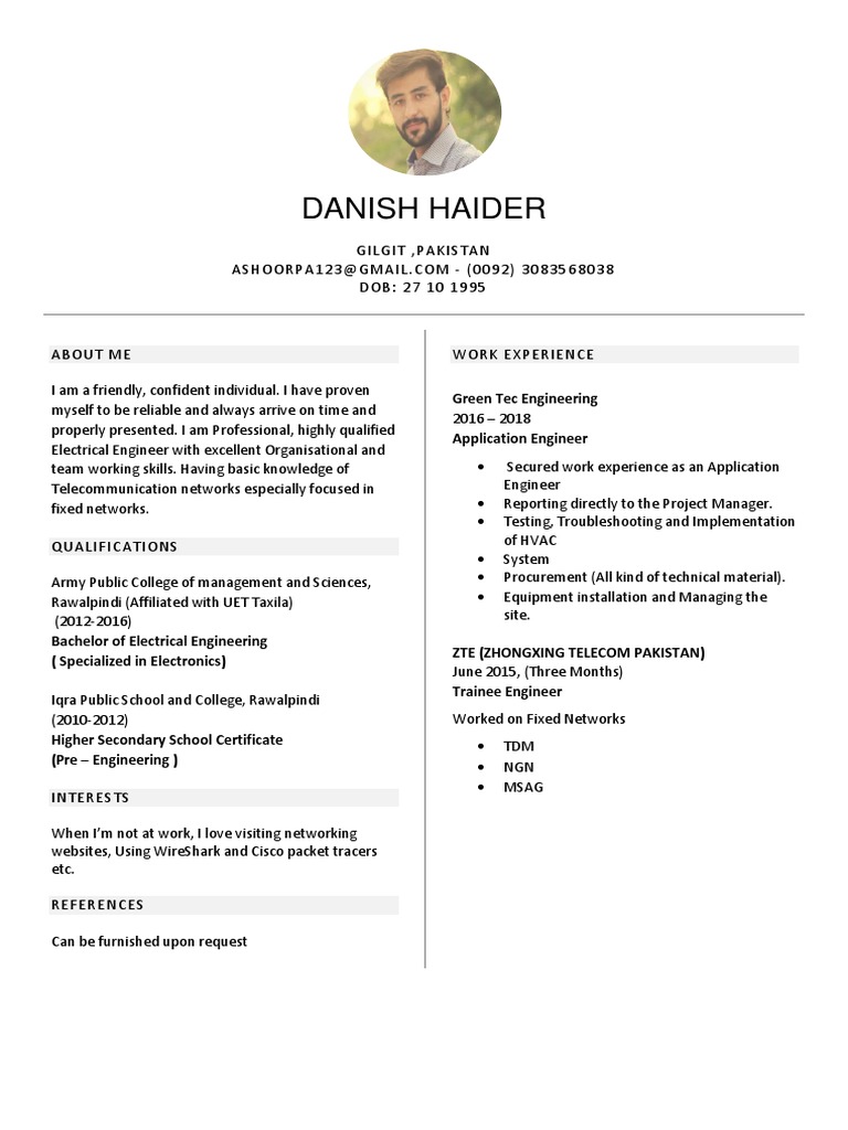 Danish Haider: Electrical Engineer Profile | PDF | Computers