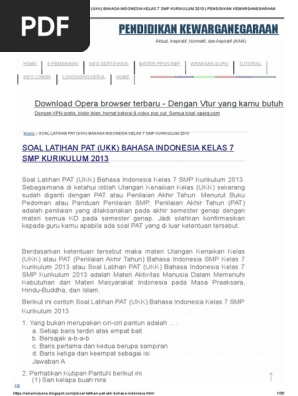Soal Latihan Pat Ukk Bahasa Indonesia Kelas 7 Smp Kurikulum 2013