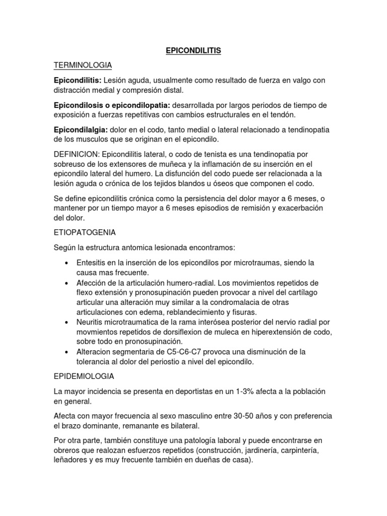 EPICONDILITIS | PDF | Epidemiología | Sistema musculoesquelético