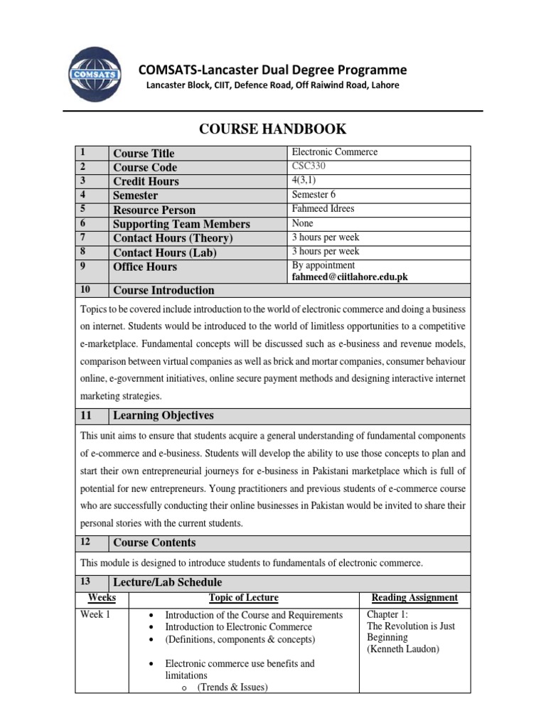 CSC330 E-Commerce C Out SP 19 | PDF | Electronic Business | E Commerce
