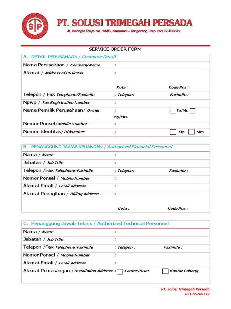 Service Order Form New | PDF | Telecommunications | Payments