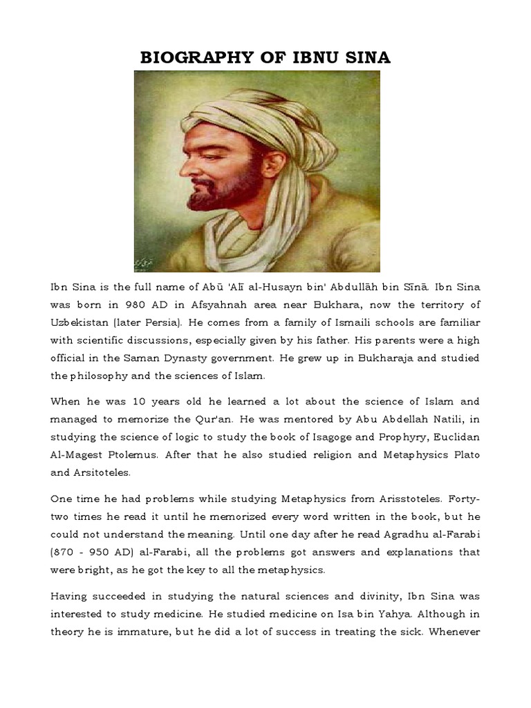Biography Of Ibnu Sina Science