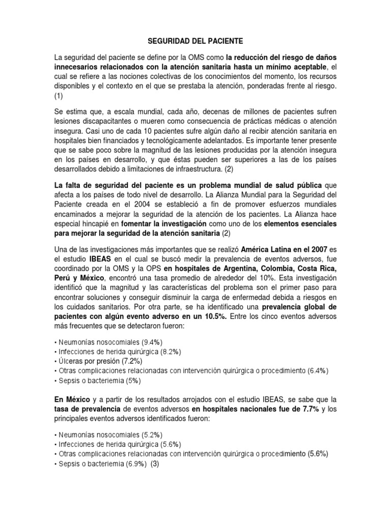 Seguridad del Paciente en Salud Global | PDF | Seguridad del paciente ...