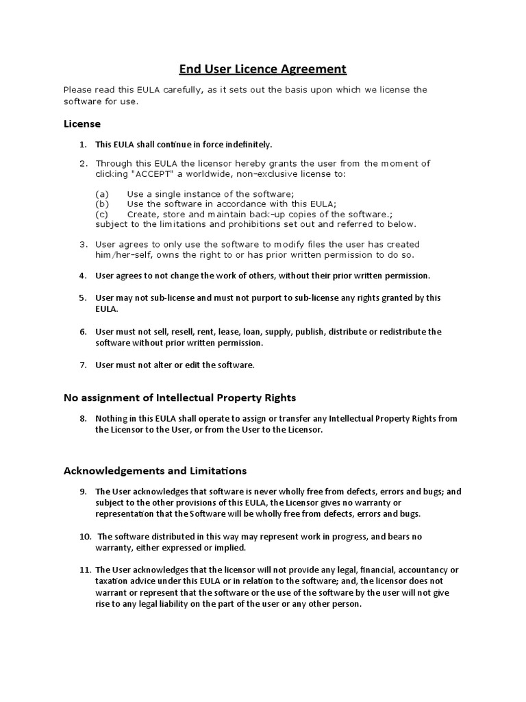 End User License Agreement Overview | PDF | License | Legal Documents