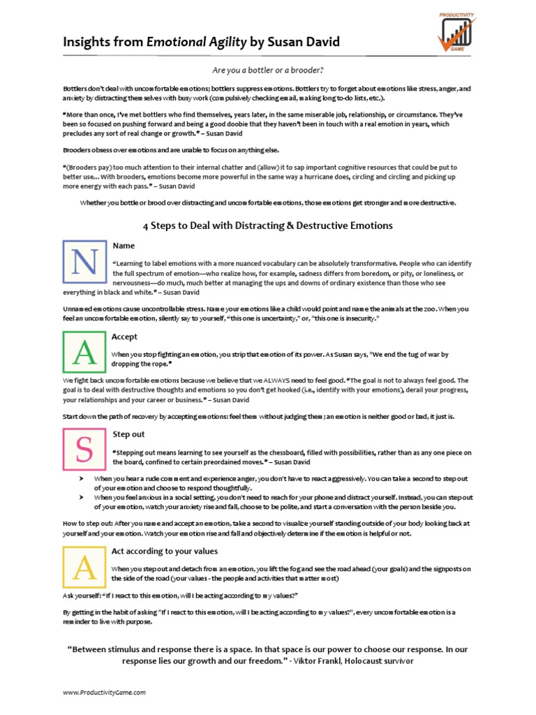 Insights from Emotional Agility by Susan David: 4 Steps to Deal with ...