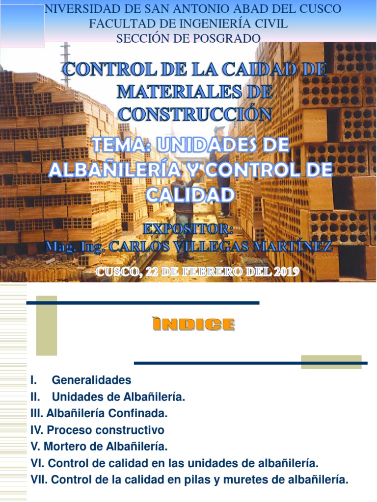 Control de Calidad en Albañilería | PDF | Albañilería | Hormigón