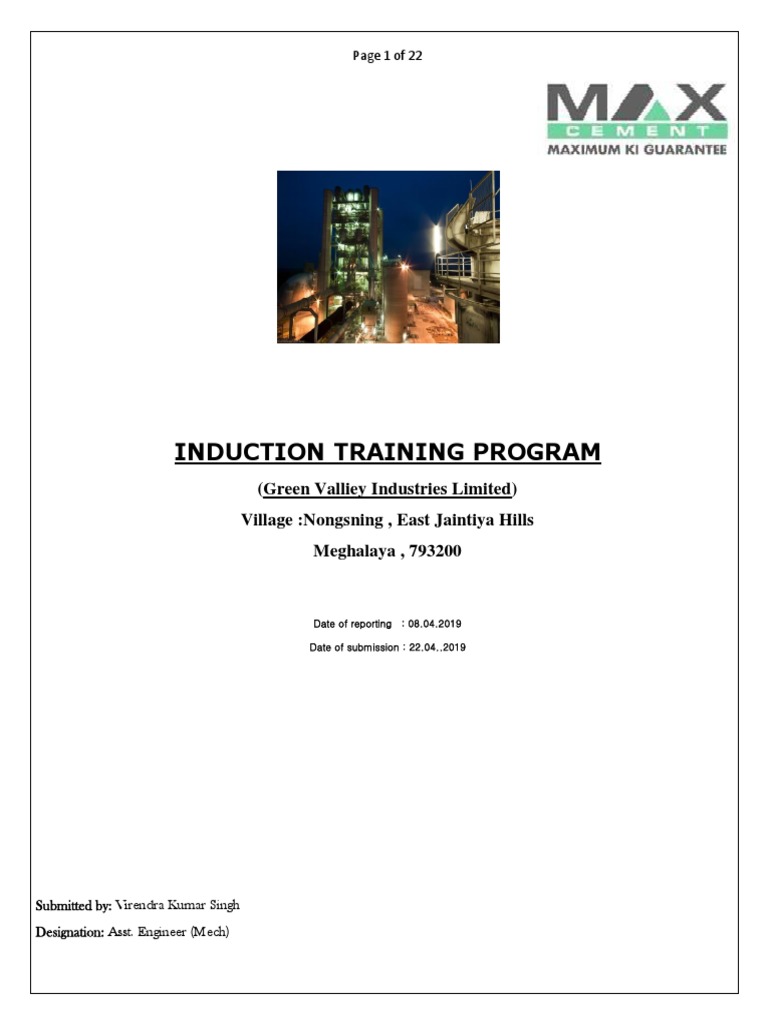 Induction Training at Green Valliey Industries | PDF | Value Added Tax ...