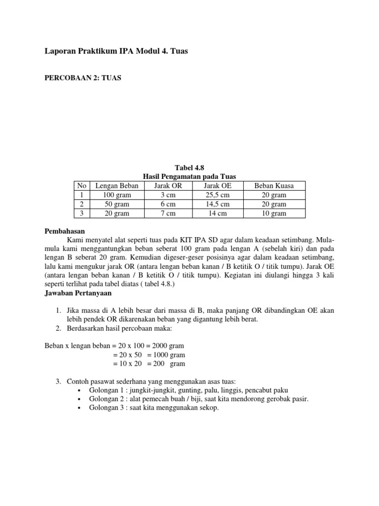 Laporan Praktikum IPA Tuas | PDF