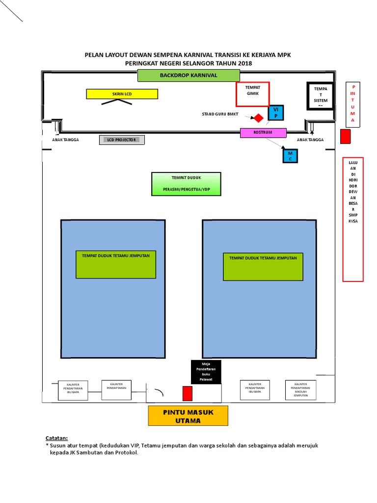 Pelan Layout Dewan Karnival 2018 | PDF
