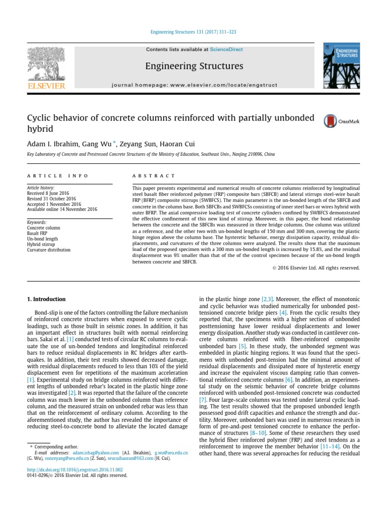 Cyclic Behavior of Hybrid Reinforced Columns | PDF | Reinforced ...