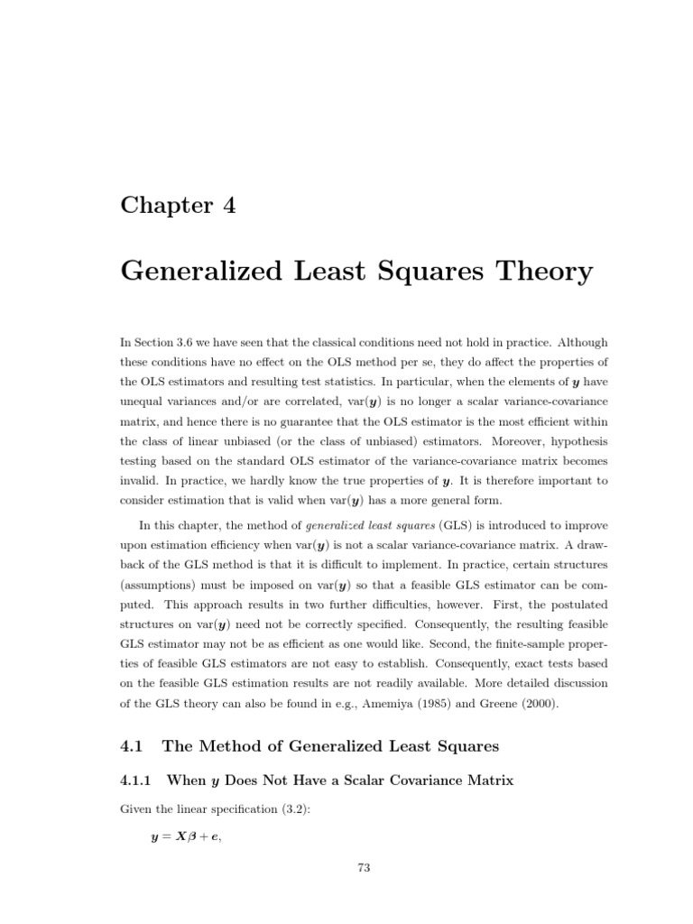 Generalized Least Squares Theory | PDF | Ordinary Least Squares ...