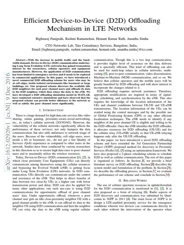 D2D Offloading in LTE Networks | PDF | Cellular Network | Computer Network