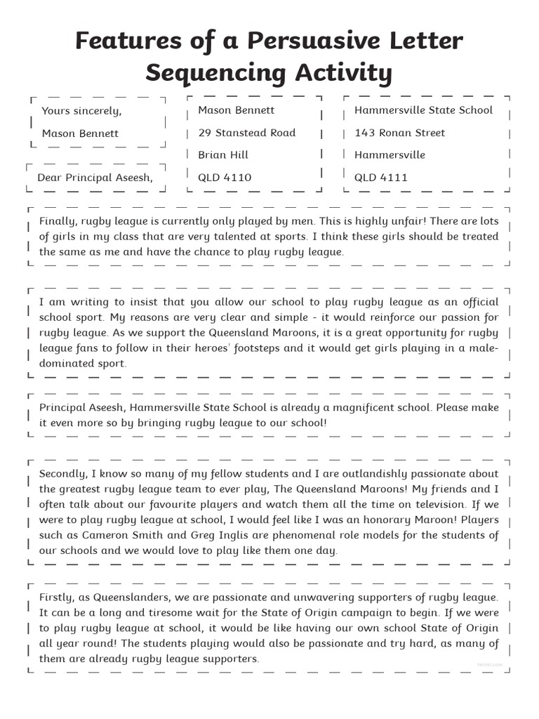 Persuasive Letter for Rugby League | PDF | Football Codes | Sports ...