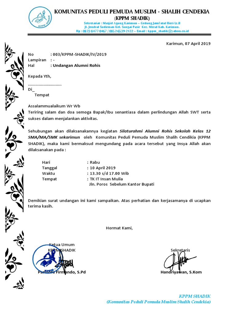 65 Contoh Surat Undangan Untuk Alumni Terbaru