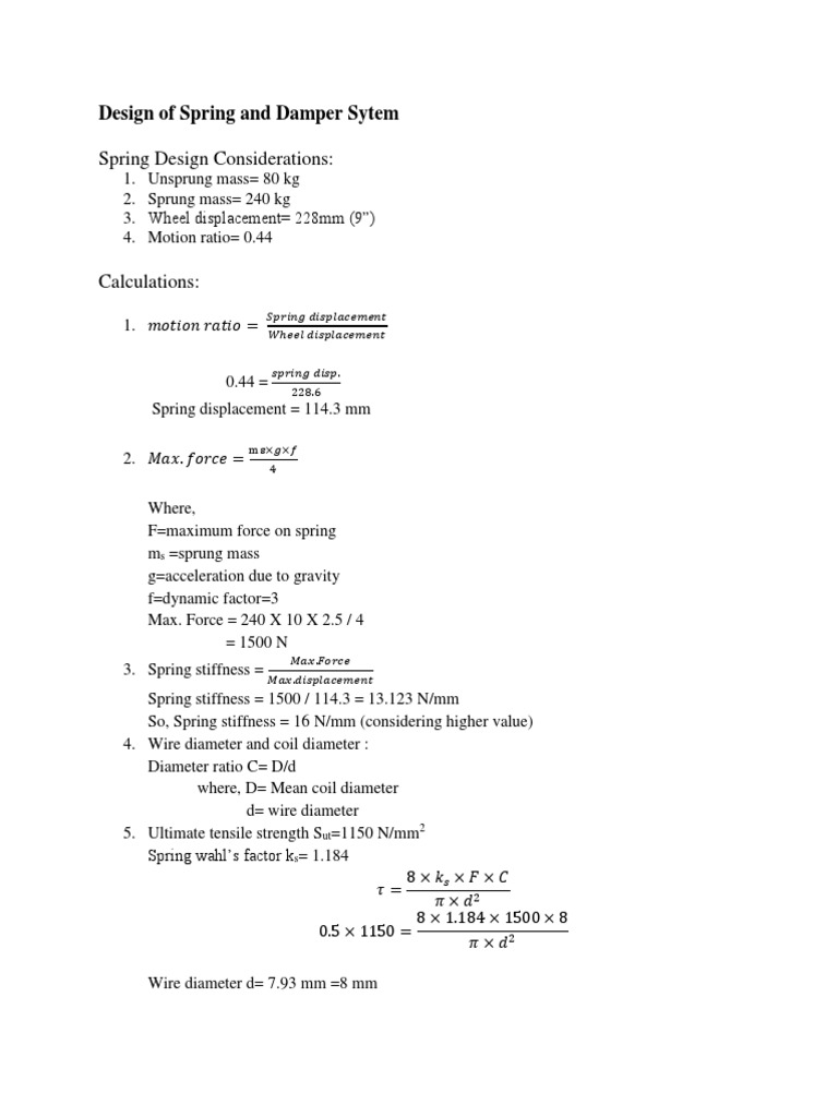 Spring and Damper System Design Guide | PDF