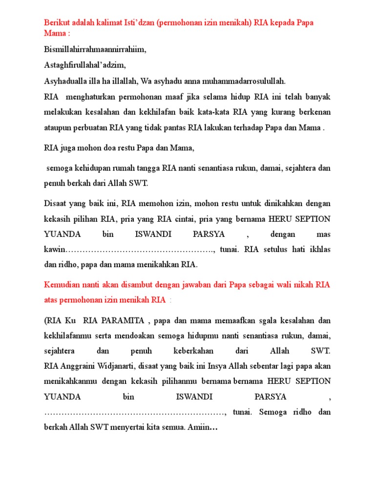 Ucapan Izin Menikah Kumpulan Ucapan