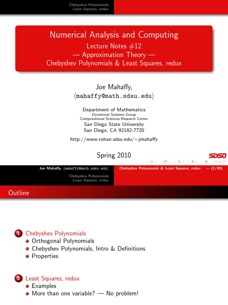 Numerical Analysis and Computing Lecture Notes 12 Approximation