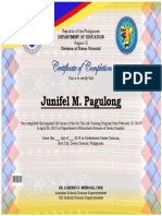 Certificate of Completion: Junifel M. Pagulong