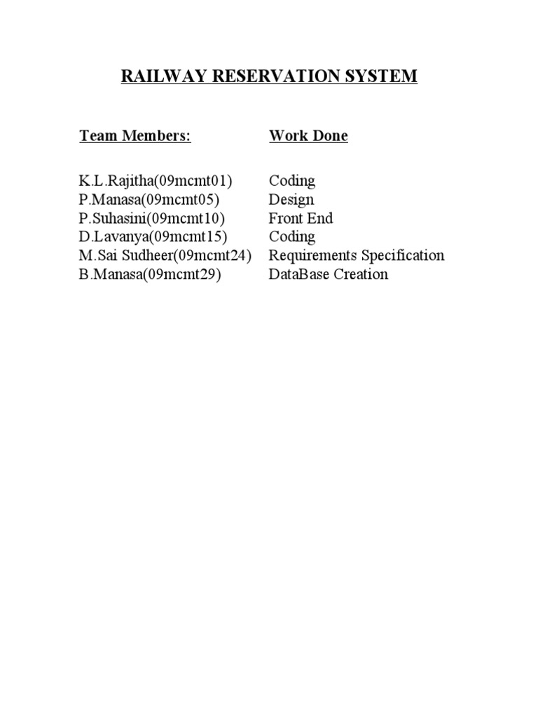 Railway Reservation System | PDF | Unified Modeling Language | Software