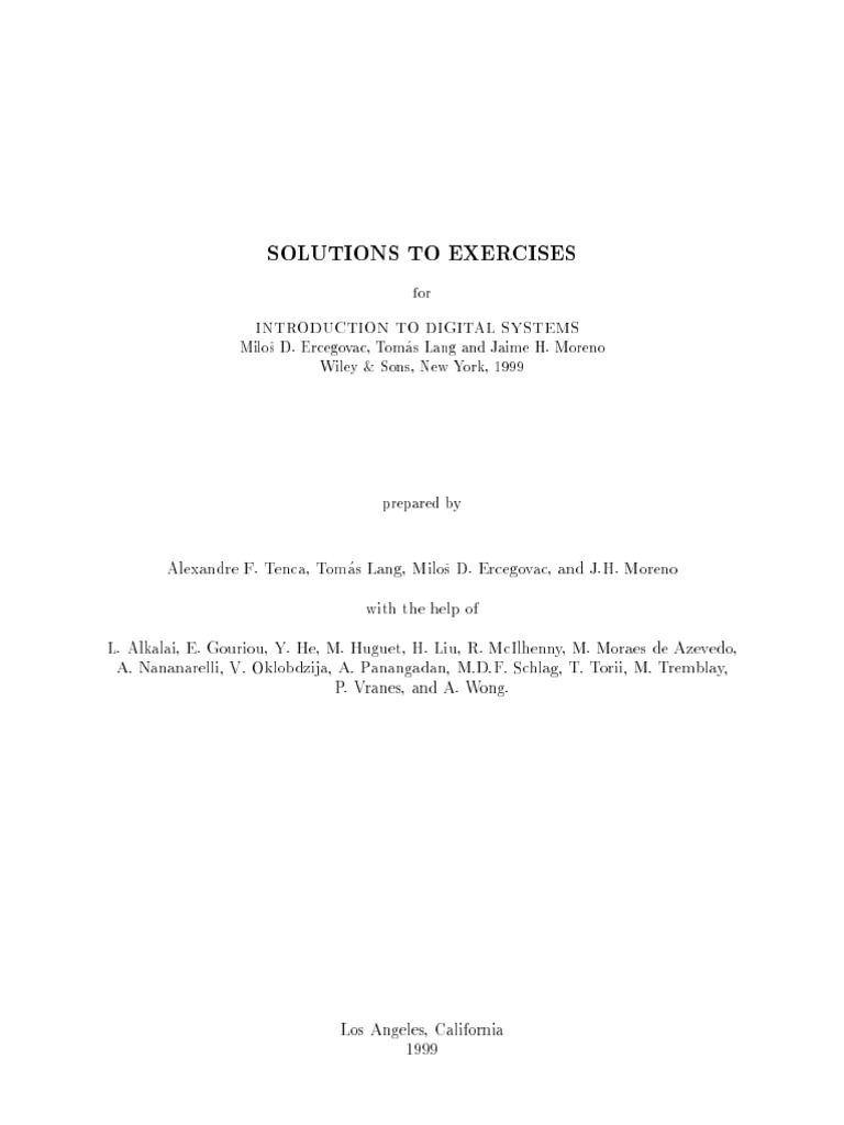 Introduction To Digital Systems Solutions PDF | PDF | Bit ...