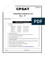 CPSAT Class 8th Scholarship & Admission Test