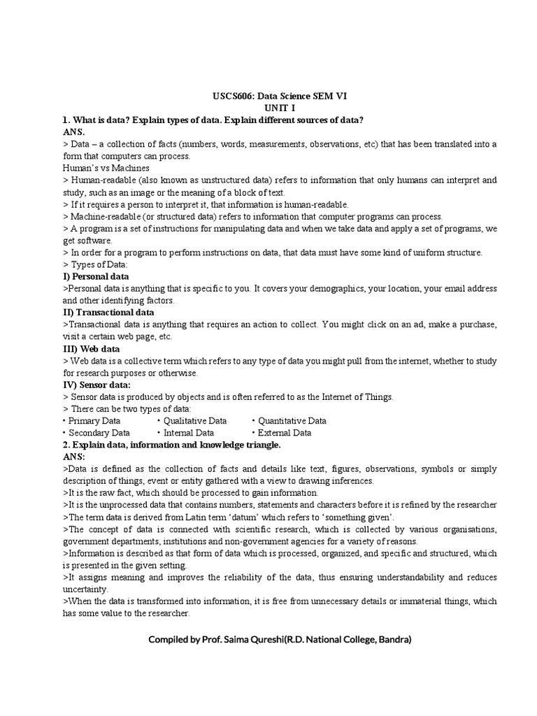 FINAL AnswerBank Data Science Sem VI PDF | PDF | Integrated Development ...