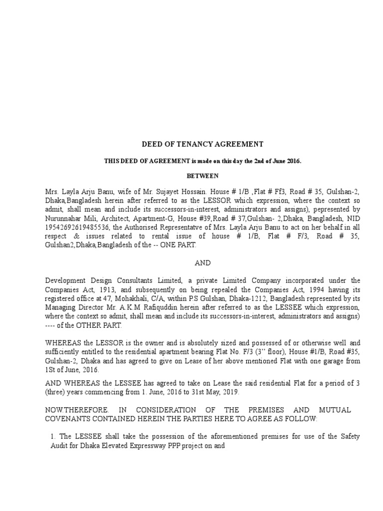 deed of assignment of rental proceeds