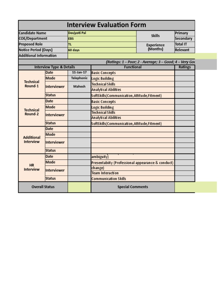 Interview Evalution Form | PDF | Communication | Psychology