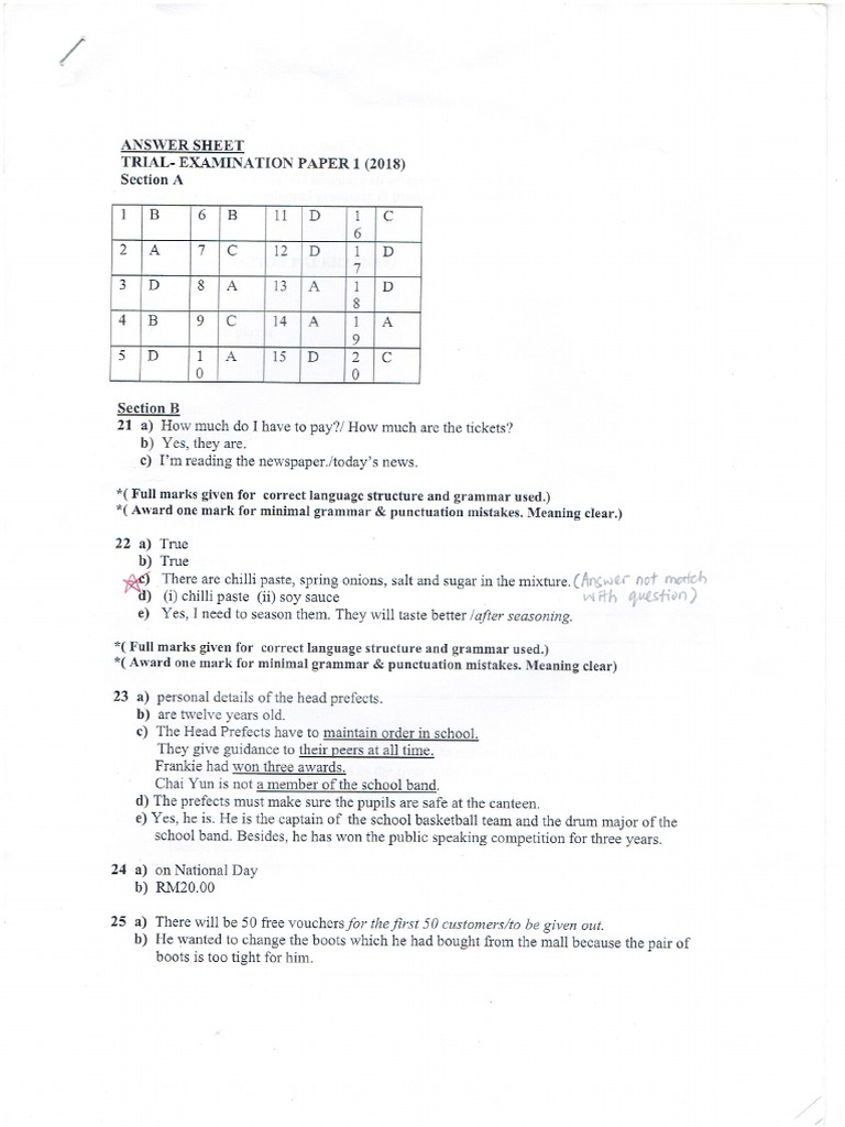 96 UPSR Trial BI (Answer) Melaka 2018 SJKC  PDF