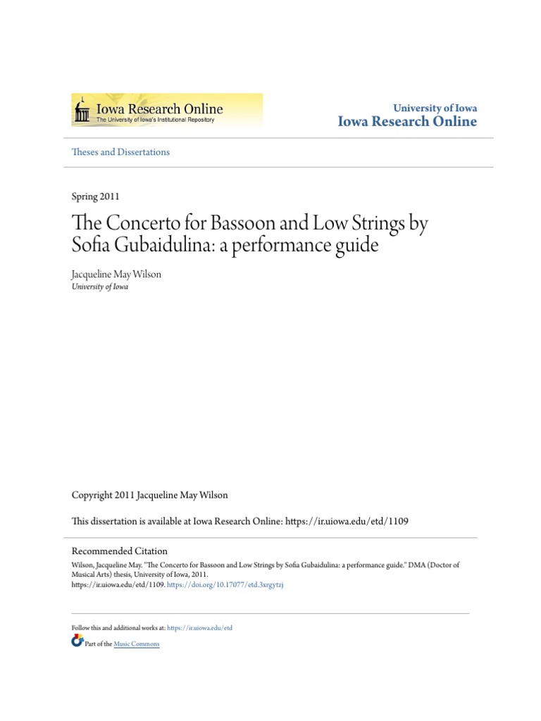 The Concerto For Bassoon and Low Strings by Sofia Gubaidulina A PDF