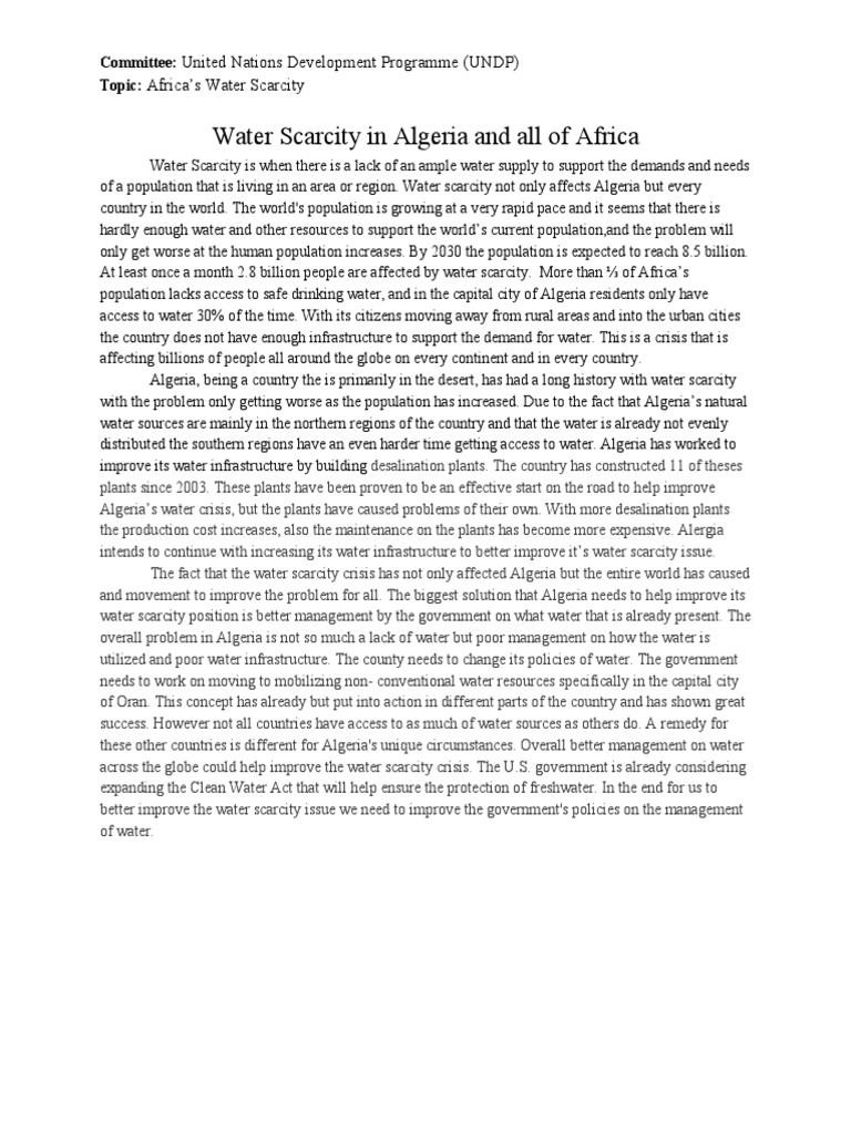 Water Scarcity in Algeria and All of Africa-2 | PDF | Water Scarcity ...