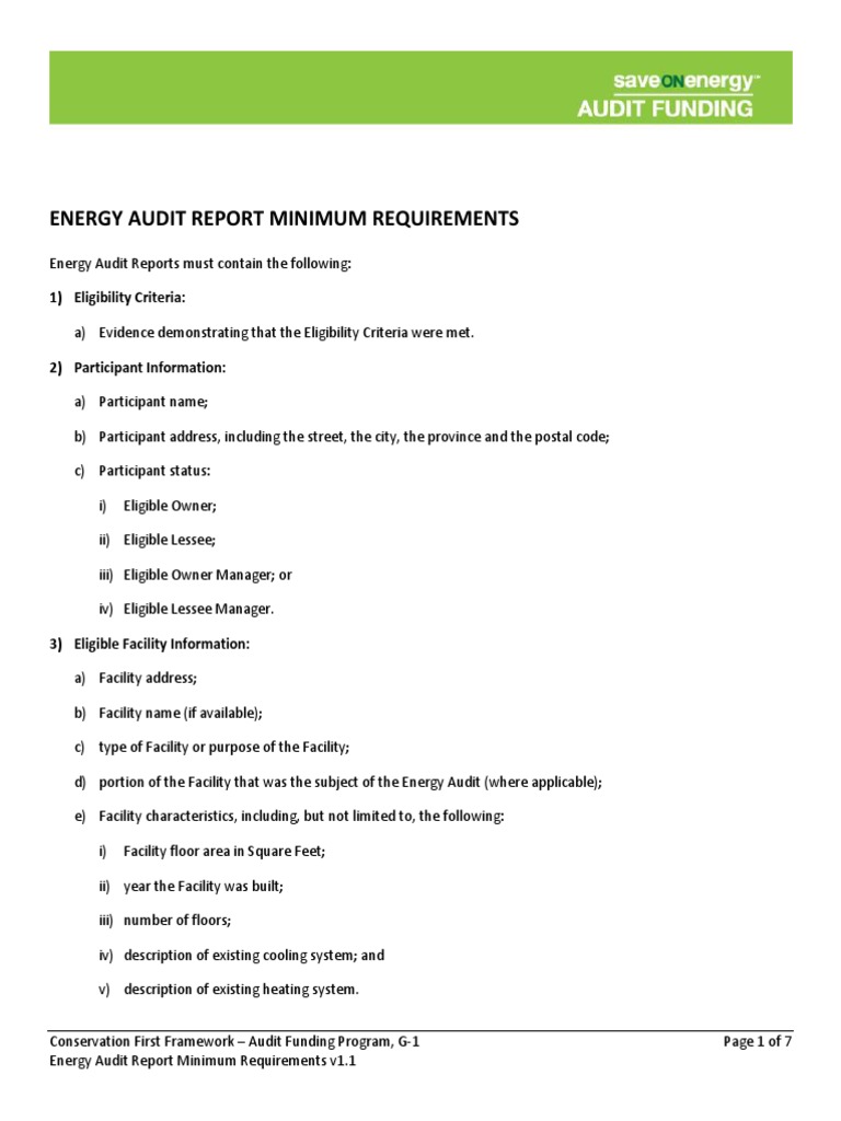 Energy Audit Report Requirements Guide | PDF | Energy Conservation | Audit