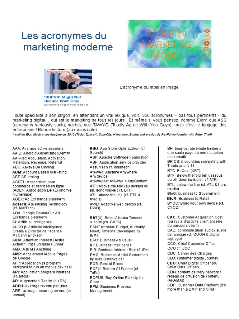 Acronyme Du Marketing Digital | PDF | Internet Of Things | Internet