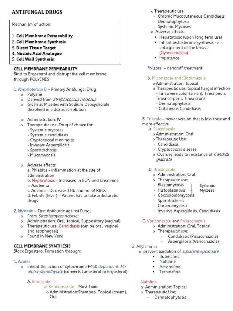 Micro112 Antifungal Drugs PDF Candidiasis Pharmacology