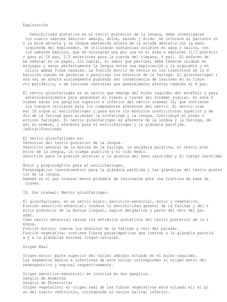 Neuralgia Glosofaríngea Causas Y Tratamiento Pdf Lengua Nervio Vago